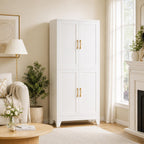Tall Freestanding Storage Cabinet, 2 Doors, 5 Adjustable Shelves, Steel Construction