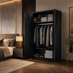 Heavy Duty Metal Wardrobe Cabinet with Hanging Rod & Adjustable Shelves, 72" Tall Steel Storage Closet,