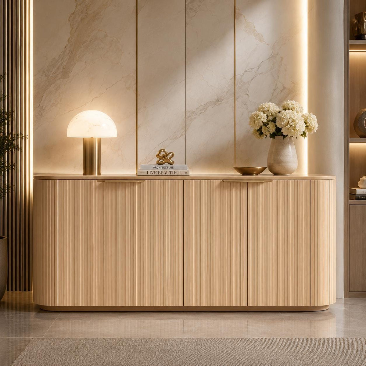 70-Inch Modern Sideboard Cabinet, Engineered Wood Buffet with Doors, Adjustable Shelves