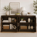 Modern 60 Wooden Sideboard Cabinet, 4 Doors, Adjustable Shelves, Dining Storage Console