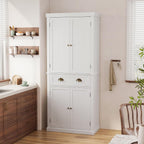 72" Farmhouse Pantry Cabinet with Doors & Shelves, Tall Freestanding Storage Cabinet, Turquoise Blue
