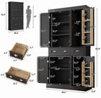 Modern 71” Tall Kitchen Pantry Storage Cabinet with Drawers & Door Shelves