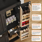 Modern 71” Tall Kitchen Pantry Storage Cabinet with Drawers & Door Shelves