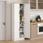 Freestanding Kitchen Pantry Cabinet with 4 Doors, Adjustable Shelves & Spacious Storage, Distressed Gray