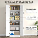 Freestanding Kitchen Pantry Cabinet with 4 Doors, Adjustable Shelves & Spacious Storage, Distressed Gray