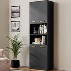 Tall Pantry Cabinet, 4 Doors, Open Countertop, Storage Shelves