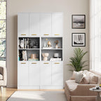 Tall Pantry Cabinet, 4 Doors, Open Countertop, Storage Shelves