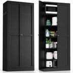 AQY Kitchen Pantry Cabinet, White Metal Storage Cabinet with Adjustable Shelves, Tall Freestanding Kitchen Cupboard Organizer