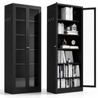 AQY Kitchen Pantry Cabinet, White Metal Storage Cabinet with Adjustable Shelves, Tall Freestanding Kitchen Cupboard Organizer