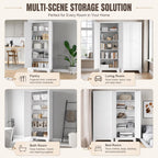Heavy Duty Metal Storage Cabinet, Tall Steel Pantry Cabinet with Adjustable Shelves, Lockable Garage Storage Organizer for Kitchen