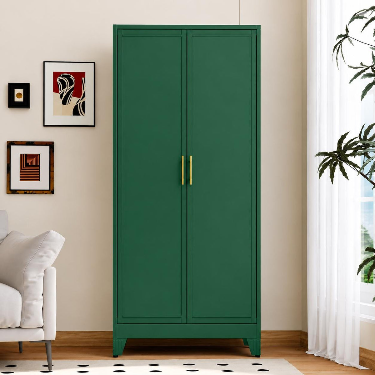 Heavy Duty Steel Storage Cabinet – Lockable Pantry Organizer with Adjustable Shelves