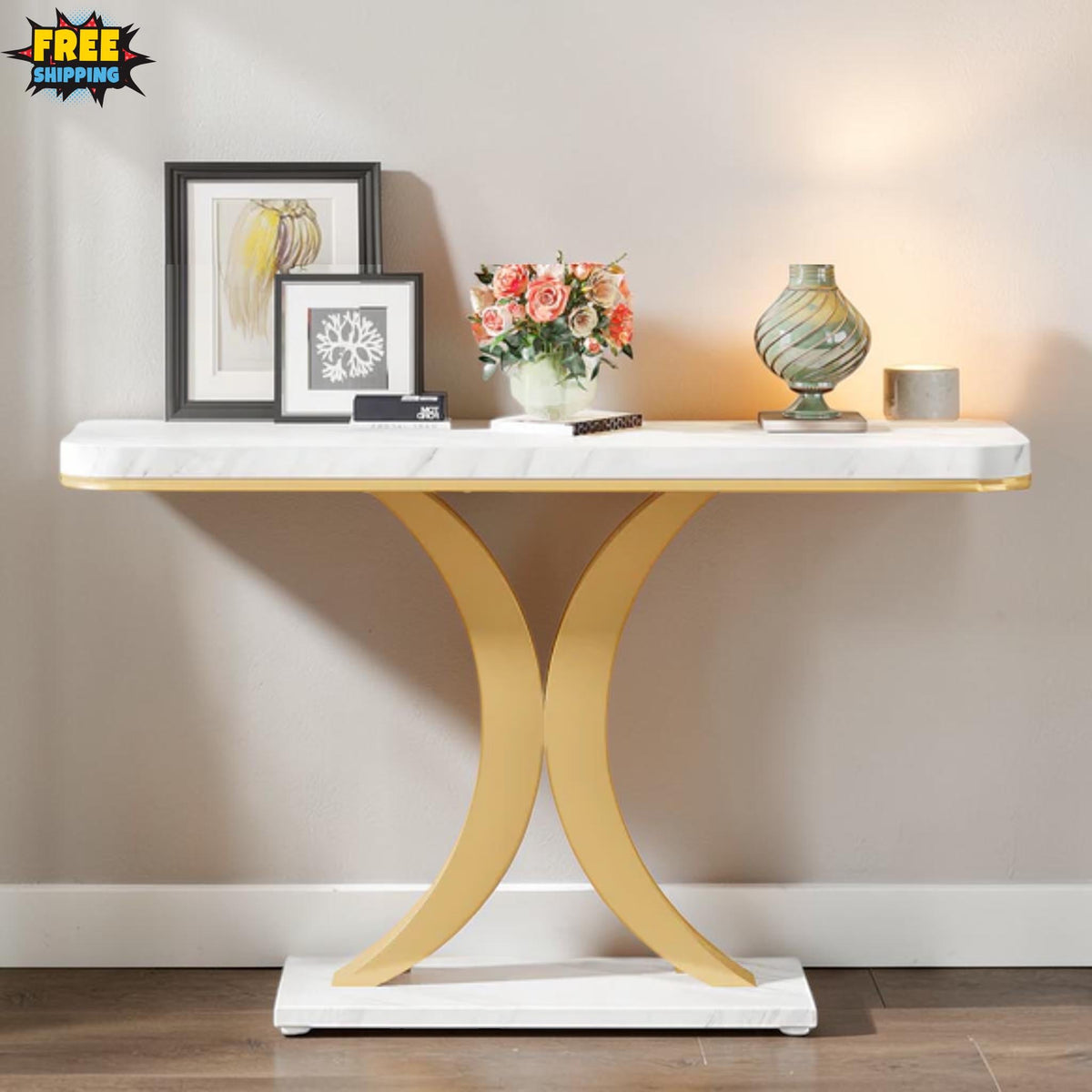 40” Industrial Console Table Entryway Accent