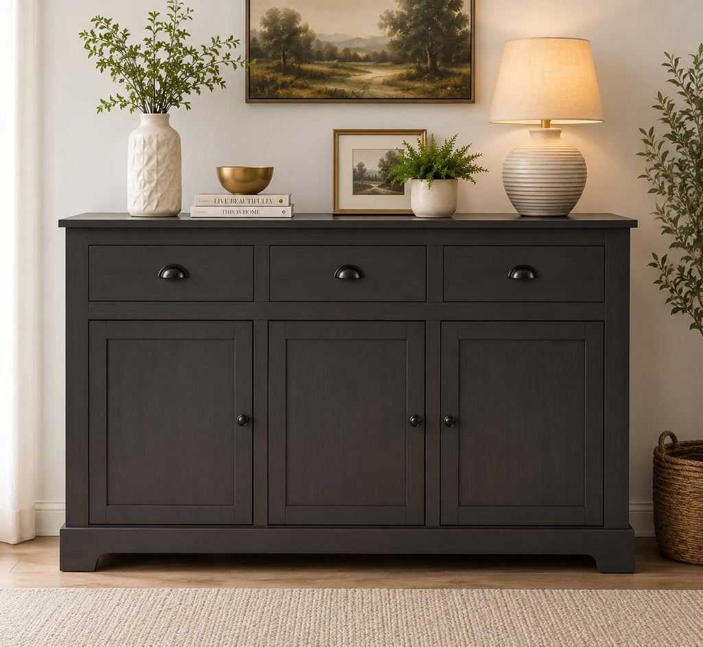 Modern Buffet Sideboard Cabinet with Storage, 3 Drawers & 3 Doors Console Table for Kitchen, Dining Room Entryway