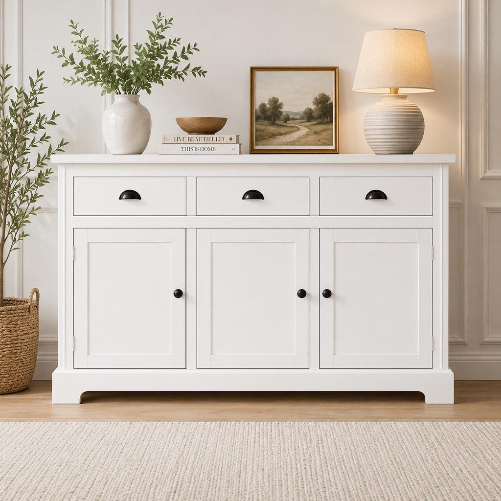 Modern Buffet Sideboard Cabinet with Storage, 3 Drawers & 3 Doors Console Table for Kitchen, Dining Room Entryway