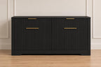 55.1" Fluted Buffet Cabinet with Storage, Modern Black Walnut Sideboard Credenza with 3 Drawers & Adjustable Shelves