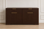 55.1" Fluted Buffet Cabinet with Storage, Modern Black Walnut Sideboard Credenza with 3 Drawers & Adjustable Shelves