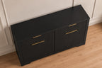 55.1" Fluted Buffet Cabinet with Storage, Modern Black Walnut Sideboard Credenza with 3 Drawers & Adjustable Shelves