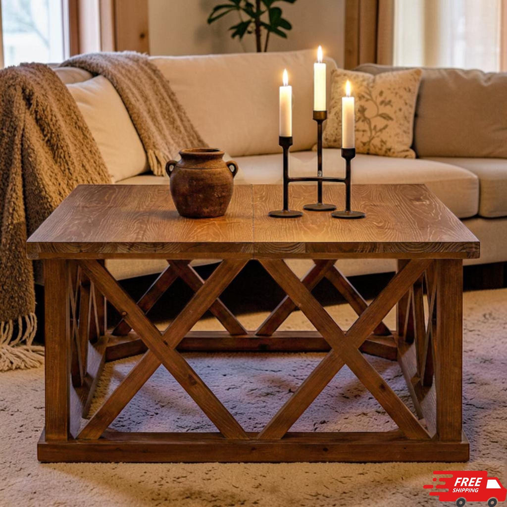 Solid Wood Farmhouse Square Coffee Table