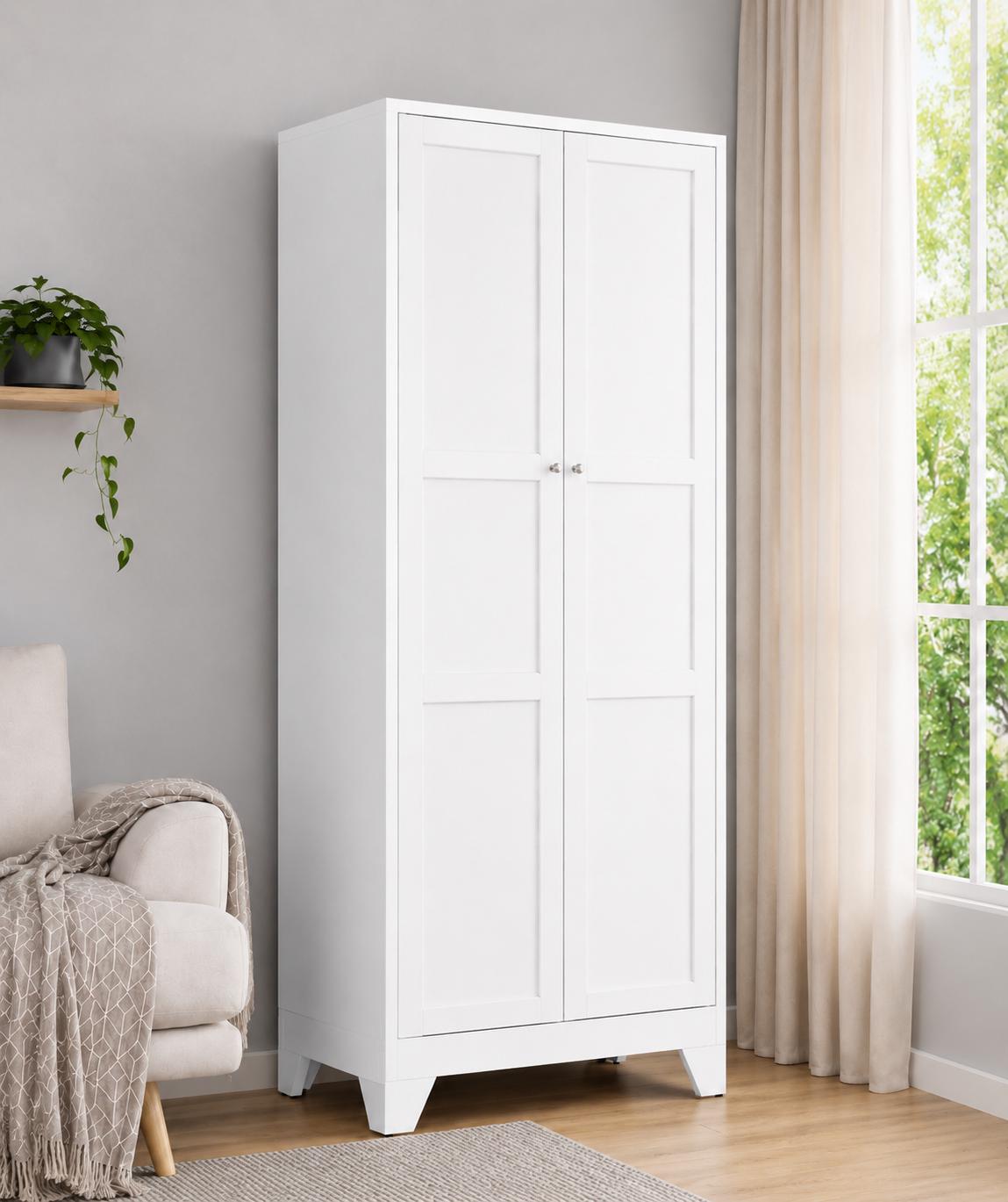 Heavy Duty Steel Storage Cabinet, Adjustable Shelves, Double Door Organizer