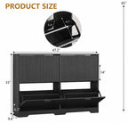 Black Fluted Shoe Cabinet, Slim Entryway Storage, 4 Flip Drawers, Adjustable Shelves