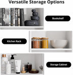 Modern Kitchen Pantry Cabinet with Open Shelves, 4-Door Storage Organizer, Tall Freestanding Bookcase Cabinet for Kitchen,