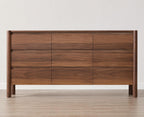 Walnut 9-Drawer Dresser for Bedroom – Modern Engineered Wood Storage Cabinet with Hidden Handles