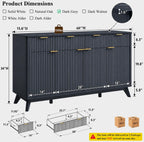 Modern Fluted Buffet Cabinet, Faux Marble Top, 3 Drawer Storage Sideboard