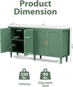 Fineway 63" Mid Century Sideboard Buffet Cabinet with Adjustable Shelves & Storage for Dining Room Living Room Kitchen