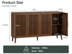 Modern Farmhouse Walnut Storage Cabinet, Slatted Doors Sideboard Buffet, Coffee Bar Home Furniture