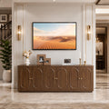 63'' Fluted Sideboard Buffet Cabinet, Modern Walnut Credenza Console Table with 6 Doors & Storage for Dining Room, Living Room Entryway