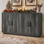 63" Farmhouse Buffet Cabinet, 4-Door Storage Credenza, Wood Coffee Bar Console