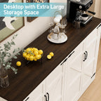 Farmhouse Sideboard Cabinet, Rustic Buffet Console Table, 65-Inch Storage Furniture