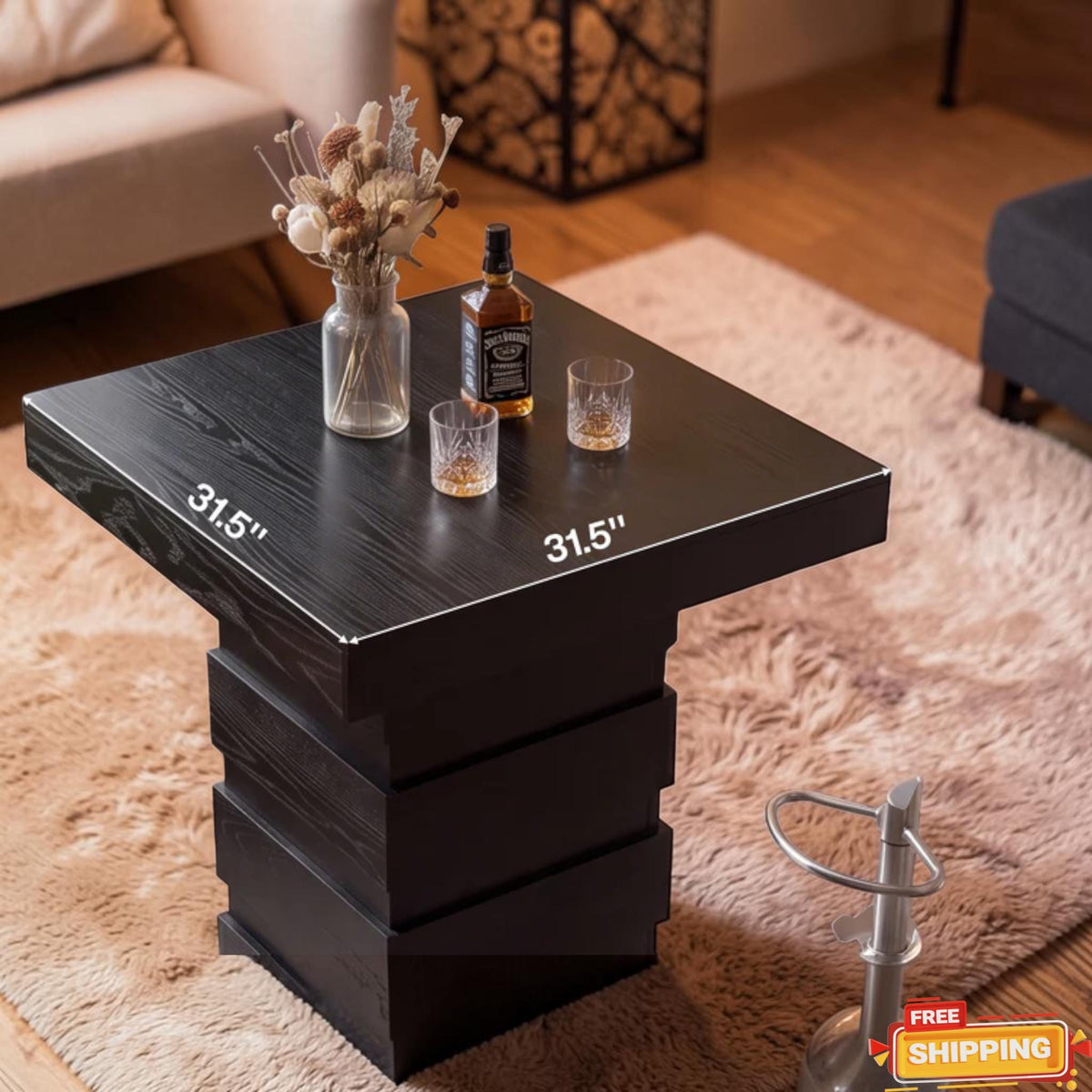 Modern Square Bar Height Pub Table