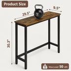 Rustic Narrow Console Table for Entryway, Industrial Sofa Table Behind Couch, Slim Hallway Accent Table with Metal Frame,