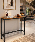 Rustic Narrow Console Table for Entryway, Industrial Sofa Table Behind Couch, Slim Hallway Accent Table with Metal Frame,