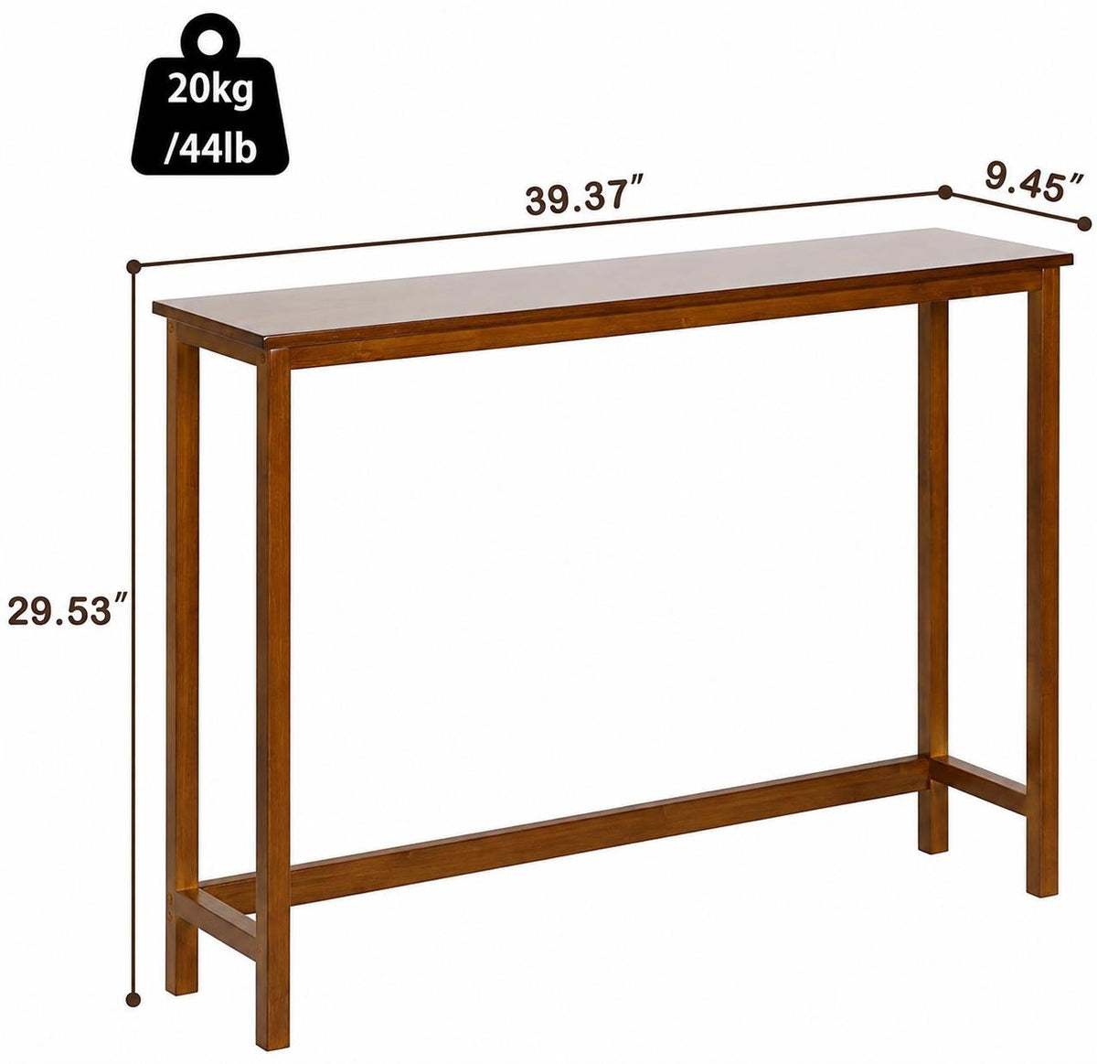Eco-Friendly Bamboo Console Table, Slim Entryway Table, Seamless Top, Small Spaces