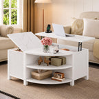 Walnut Lift-Top Coffee Table with Charging Station & Hidden Storage