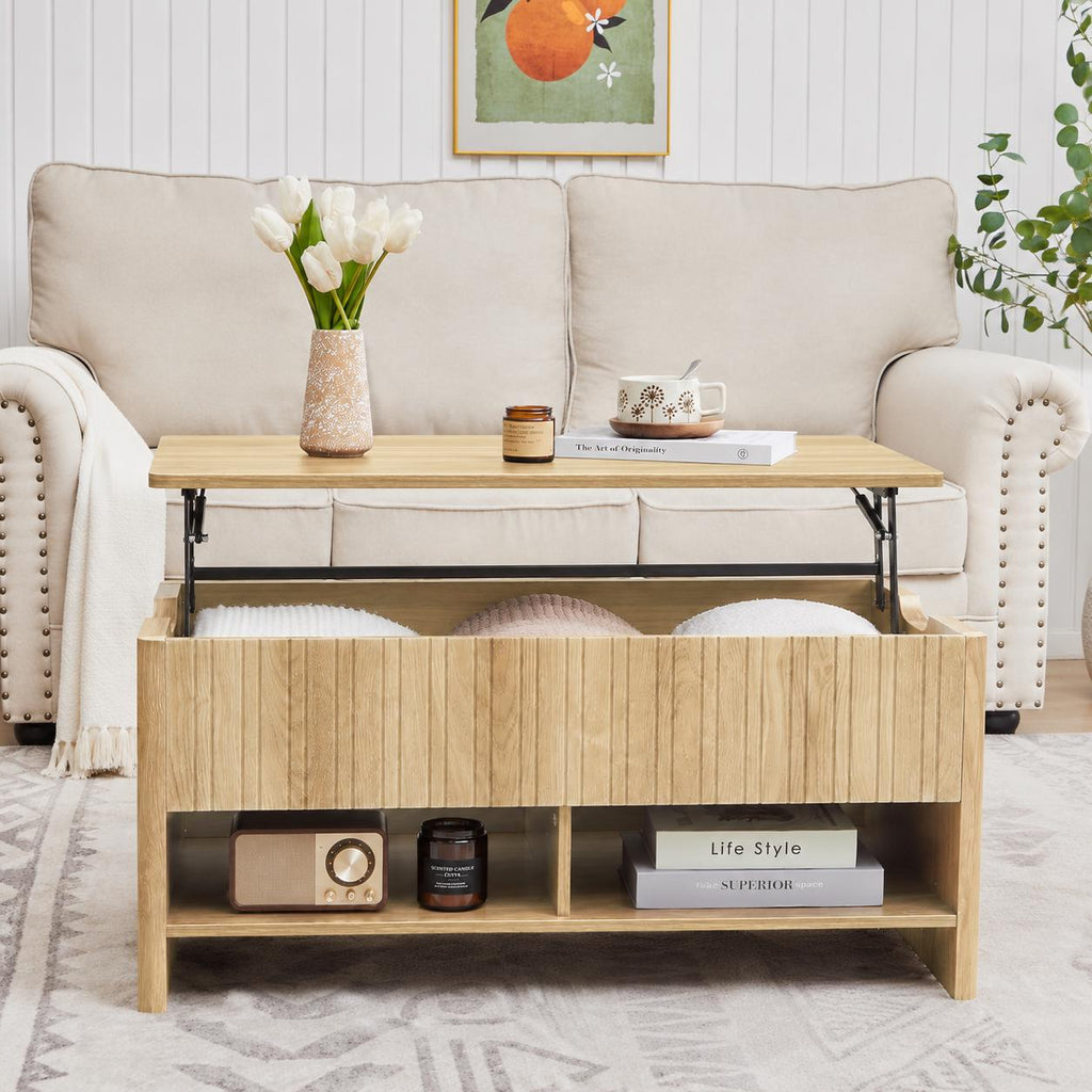 Mid-Century Modern Lift-Top Coffee Table with Storage