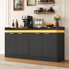 Modern Sideboard Buffet Cabinet with LED Lights and Power Outlets, 63-inch Storage Console