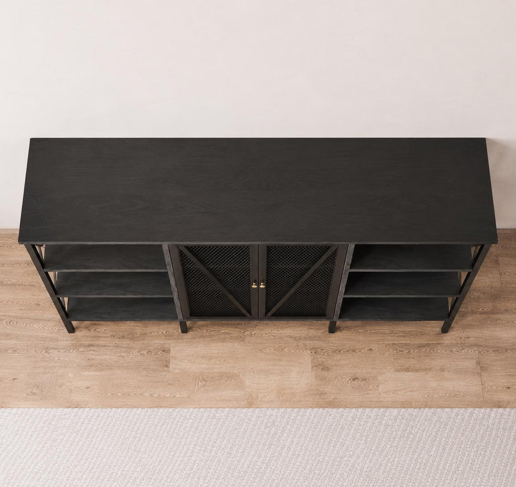 Industrial Coffee Bar Cabinet with LED Lights, Rustic Buffet Storage Sideboard