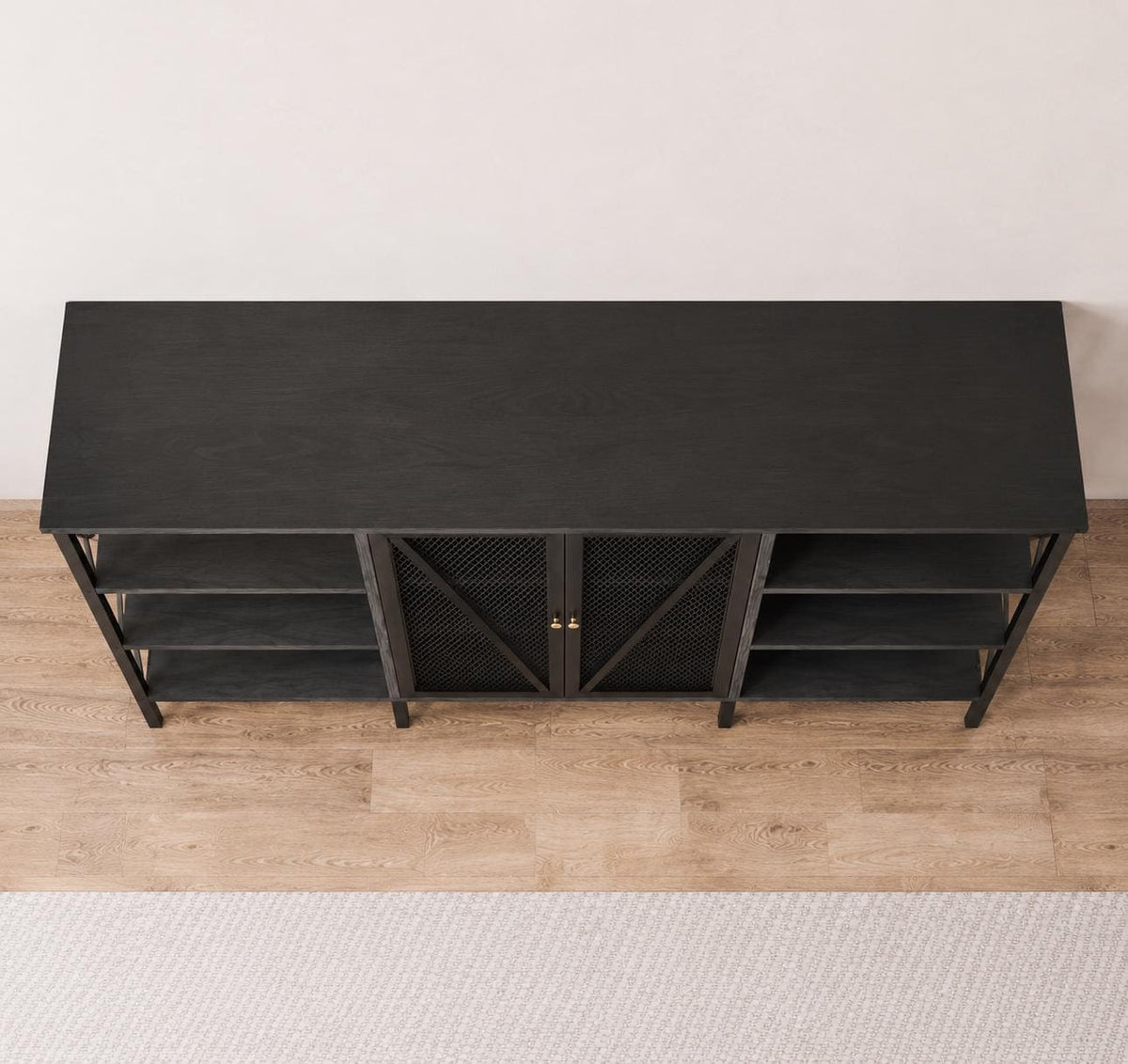 Industrial Coffee Bar Cabinet with LED Lights, Rustic Buffet Storage Sideboard