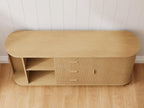 63" Fluted Sideboard Cabinet, Mid-Century Modern Coffee Bar Buffet Storage