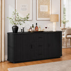 63" Fluted Sideboard Cabinet, Mid-Century Modern Coffee Bar Buffet Storage