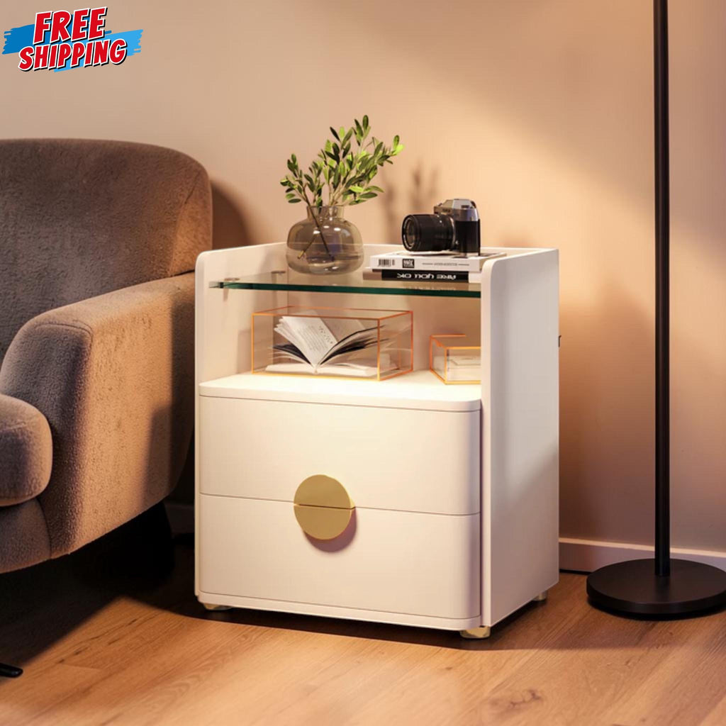 Modern 2 Drawer Bedside Table