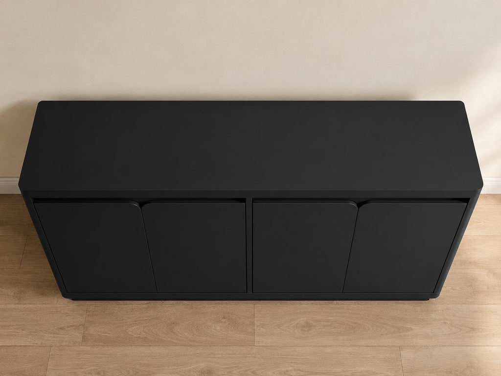 Knoworld 63" Buffet Cabinet with Storage & Power Outlet – Modern Wood Sideboard Credenza with Double-Arc Doors