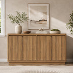 Knoworld 63" Buffet Cabinet with Storage & Power Outlet – Modern Wood Sideboard Credenza with Double-Arc Doors