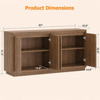 Knoworld 63" Buffet Cabinet with Storage & Power Outlet – Modern Wood Sideboard Credenza with Double-Arc Doors