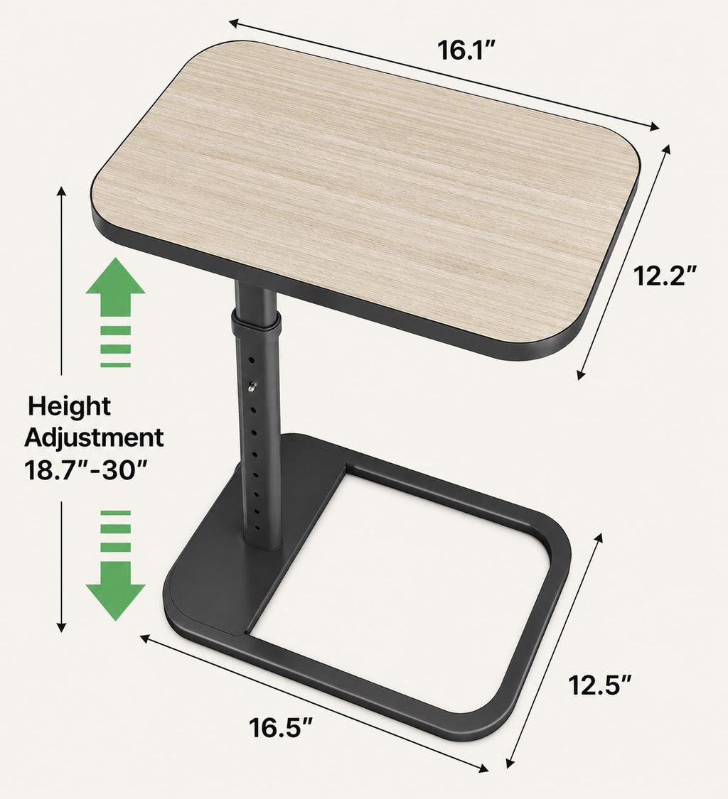 Adjustable Sofa Arm Table with Height Settings – Space-Saving TV Tray Table for Couch, Bed & Laptop Use