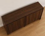 Luxury Modern Buffet Sideboard Cabinet with 4 Doors & Adjustable Shelves – Dark Wood Storage Cabinet for Living Room  Dining Area