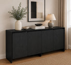 Luxury Modern Buffet Sideboard Cabinet with 4 Doors & Adjustable Shelves – Dark Wood Storage Cabinet for Living Room  Dining Area